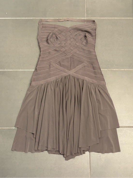 Herve Leger Dresses & Skirts - Vintage Herve Leger Taupe Bandage & Layered Cocktail Dress